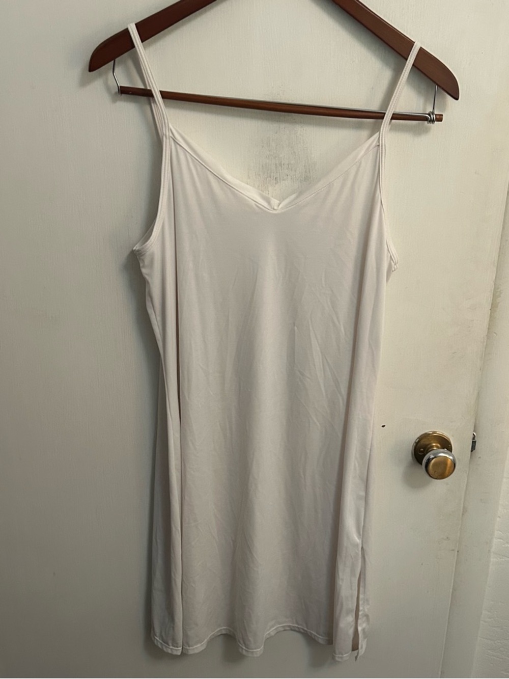 Vassarette Full Slip Womens 2XL/46 Ivory 2 Looks In 1 V Neck Or Square Stretch